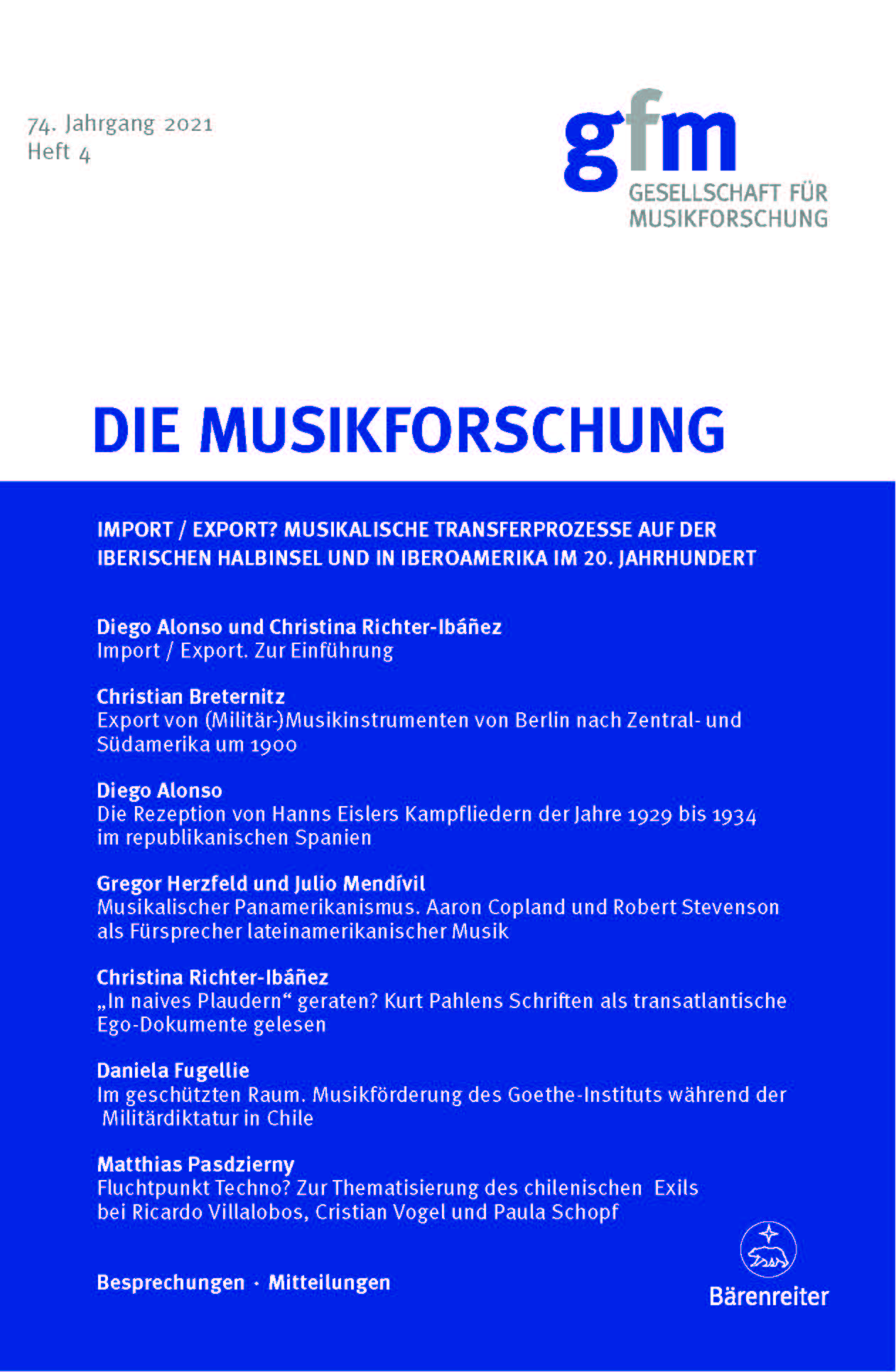 					Ansehen Bd. 74 Nr. 4 (2021): Die Musikforschung
				