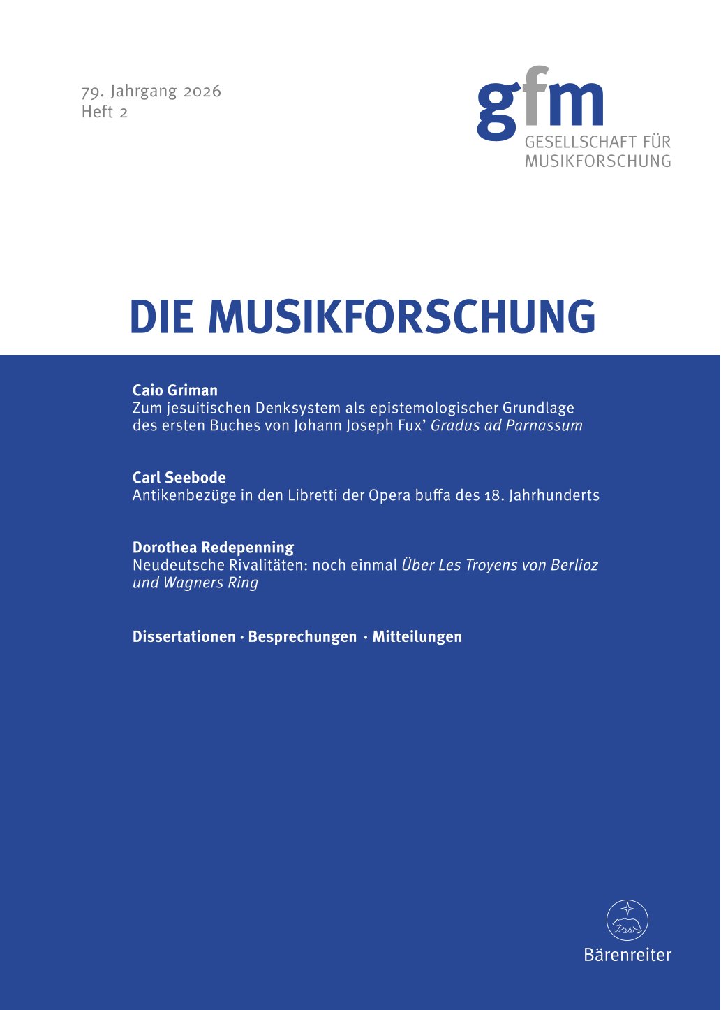 					Ansehen Bd. 79 Nr. 2 (2026): Die Musikforschung
				