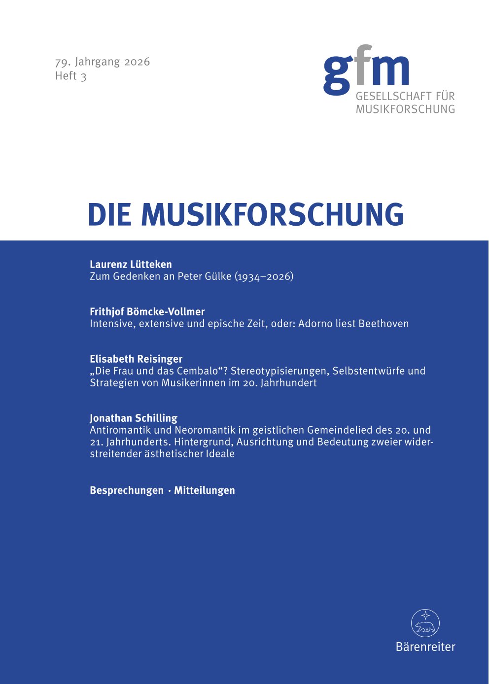 					Ansehen Bd. 79 Nr. 3 (2026): Die Musikforschung
				